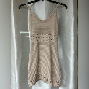 Beige Knit Sleeveless Dress